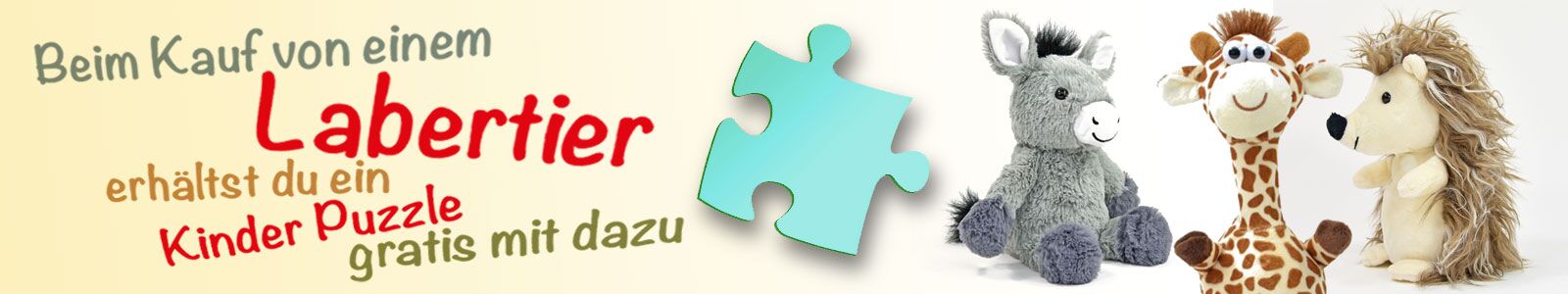 Angebot: Beim Kauf von einem Labertier erhältst du ein Kinderpuzzle Gratis