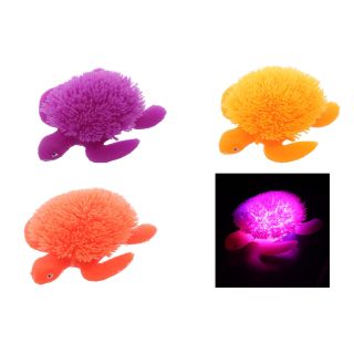 3 Fluffy Schildkröte Knautschtier LED orange, neon, lila