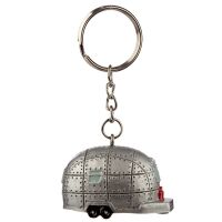 Schlüsselanhänger Vintage Wohnwagen silber Metall / Harz Wohnmobil Keyring 7 cm