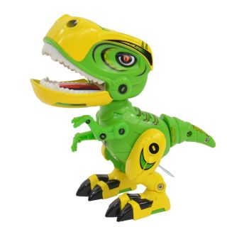 Die Cast Dino Roboter Actionfigur mit Sound leuchtende Augen Dinosaurier 12,5 cm Grün