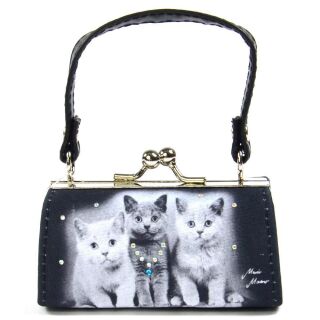 Mario Moreno Geldbörse Katzen Cat s/w Textil Portemonnaie Münzbörse Mini Bag NEU