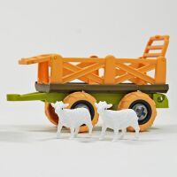 Kögler DIY Bauernhof Fahrzeug mit Anhänger und Ziegen Tracktor Trecker 27,5 cm