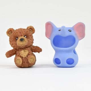 Kögler Dress-Up Teddybären mit Tier Klamotten TPR Gummi 7 cm Elefant