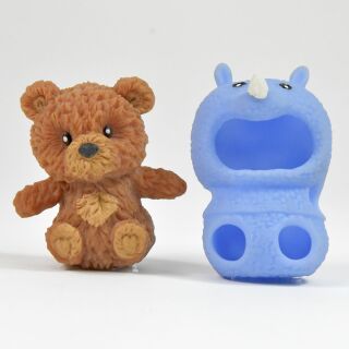 Kögler Dress-Up Teddybären mit Tier Klamotten TPR Gummi 7 cm Nashorn