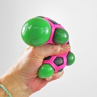 3 x Antistress Ball Duo-Color Netzbälle Stressball grün, pink, orange 80 mm