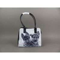 Kögler Damen | Kinder Handtasche Hunde Welpen Textil Fotodruck s/w 27x13x24cm