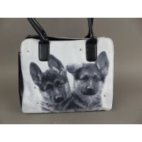 Kögler Damen | Kinder Handtasche Hunde Welpen Textil Fotodruck s/w 27x13x24cm