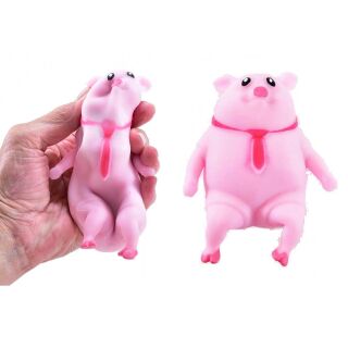 Quetsch Schwein Knautschtier Anti-Stress Tier Handschmeichler rosa 6 x 9 x 4 cm