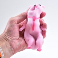 Quetsch Schwein Knautschtier Anti-Stress Tier Handschmeichler rosa 6 x 9 x 4 cm