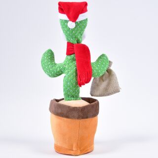 Kgler tanzender Kaktus Weihnachtsmann mit Sack, Sound & Laberfun