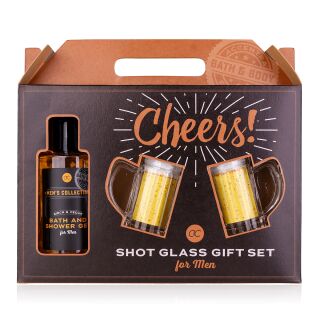 Mens Collection Duschgel 140 ml + Bierkrug Schnapsgläser Geschenke Set Vatertag