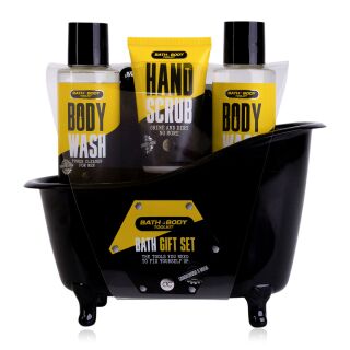 Männer Badeset Bath & Body Toolkit Duschgel, Handpeeling, Netzschwamm Sandalwood