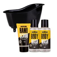 Männer Badeset Bath & Body Toolkit Duschgel, Handpeeling, Netzschwamm Sandalwood