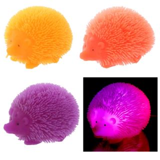 Squeeze Toys 3x LED Igel knautschbar lila, orange, neon